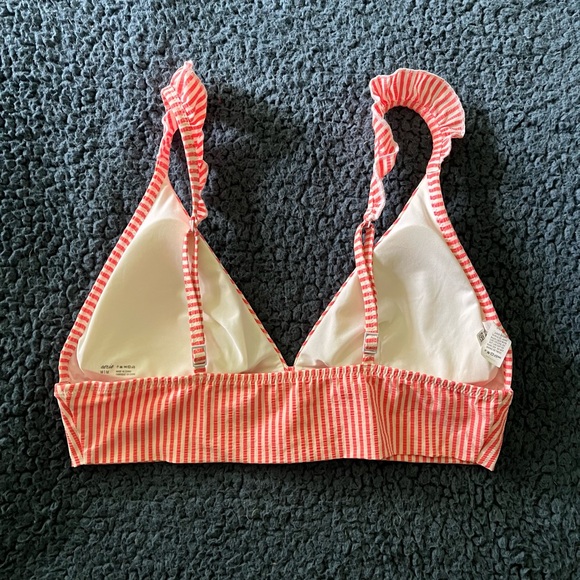 AERIE bikini top striped long line seersucker coral size M - Picture 5 of 6
